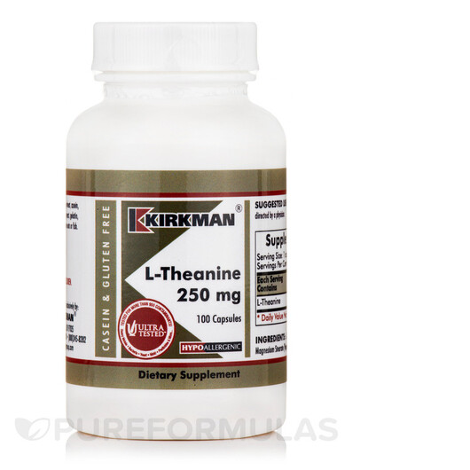 Основное фото товара Kirkman, L-Теанин, L-Theanine 250 mg Hypoallergenic, 100 капсул