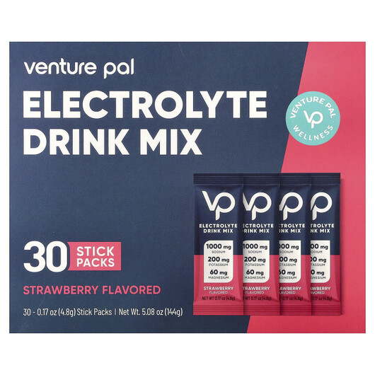 Основне фото товару Venture Pal, Electrolyte Drink Mix Strawberry, Електроліти, 30 шт