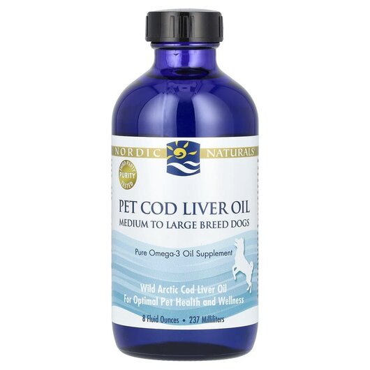 Основне фото товару Nordic Naturals, Pet Cod Liver Oil, Олія печінки тріски, 237 мл