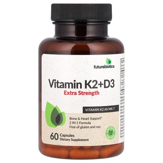 Основне фото товару Vitamin K2+D3 Extra Strength Основне фото товару Vitamin K2+D3 Extra Strength, Вітаміни D3 K2, 60 капсул