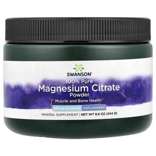 Основне фото товару 100% Pure Magnesium Citrate Powder Unflavored 630 mg, Магній, 244