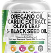 Фото товару Oregano Oil with Black Seed Oil Garlic Olive Leaf Extract - Oil of Oregano Capsules Immune Support Carvacrol & Thymoquinone Supplement for Women and Men + Elderberry Vitamin D3 & Zinc Фото товару Oregano Oil with Black Seed Oil Garlic Olive Leaf, Олія орегано,
