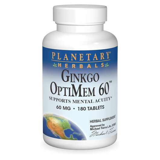 Основне фото товару Ginkgo OptiMem Основне фото товару Planetary Herbals, Ginkgo OptiMem, Гінкго Білоба, 180 таблеток