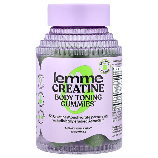 Основное фото товара Creatine Body Toning Gummies Sour Apple Основное фото товара Lemme, Креатин, Creatine Body Toning Gummies Sour Apple, 60 табле