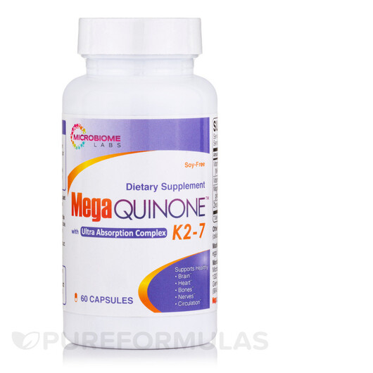 Основне фото товару Microbiome Labs, MegaQuinone K2-7, Вітамін K2, 60 капсул