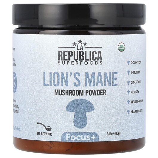 Основне фото товару LA Republica, Superfoods Lion's Mane Mushroom Powder, Гриби,