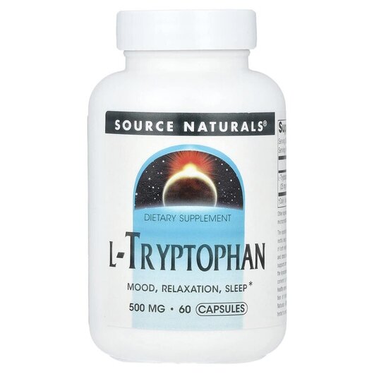Основное фото товара Source Naturals, L-Триптофан 500 мг, L-Tryptophan 500 mg, 60 капс