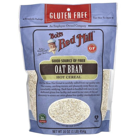 Основне фото товару Bob's Red Mill, Oat Bran Hot Cereal Gluten Free, Отруби, 454