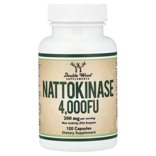 Основне фото товару Double Wood Supplements, Nattokinase 200 mg, Наттокіназа, 120 кап