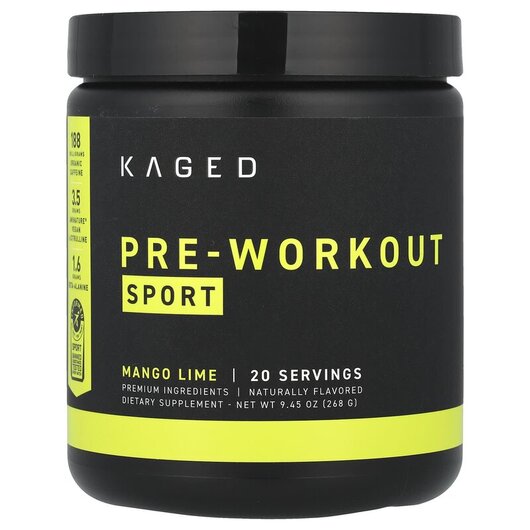 Основне фото товару PRE-KAGED Sport Pre-Workout Mango Lime Основне фото товару PRE-KAGED Sport Pre-Workout Mango Lime, Передтренувальний комплек