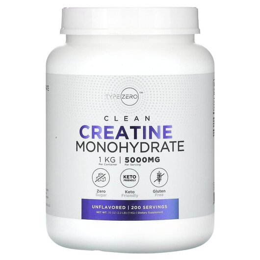 Основное фото товара TypeZero, Креатин, Clean Creatine Monohydrate Unflavored 5000 mg,