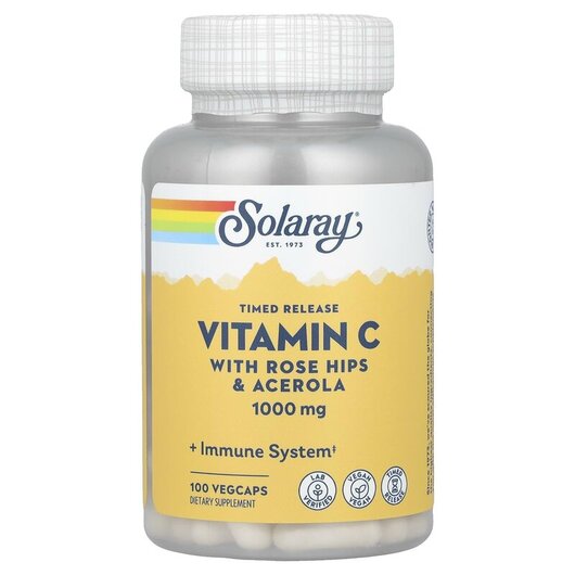 Основне фото товару Solaray, Timed Release Vitamin C 1000 mg, Вітамін C, 100 капсул