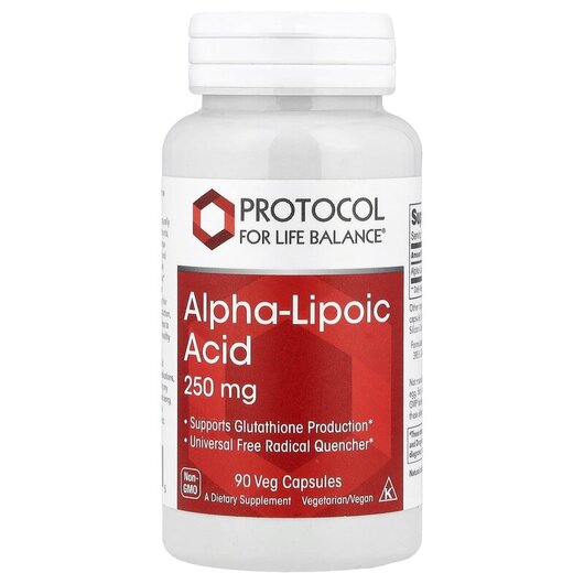 Основне фото товару Alpha-Lipoic Acid 250 mg, Альфа-ліпоєва, 90 капсул