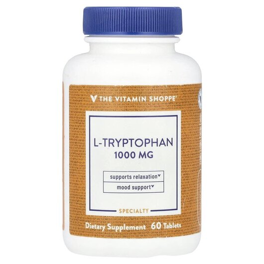 Основное фото товара TheVitaminShoppe, L-Триптофан, L-Tryptophan 1000 mg, 60 таблеток