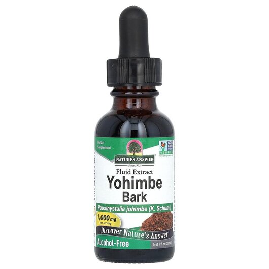 Основне фото товару Nature's Answer, Yohimbe Alcohol Free 1000 mg, Йохімбе, 30 м