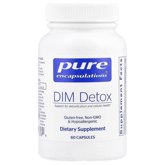 Основне фото товару Pure Encapsulations, DIM Detox, Дііндолілметан, 60 капсул