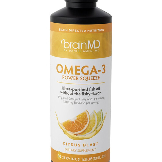 Основне фото товару Omega-3 Power Squeeze Citrus Blast Flavor Основне фото товару BrainMD, Omega-3 Power Squeeze Citrus Blast Flavor, Омега 3, 450