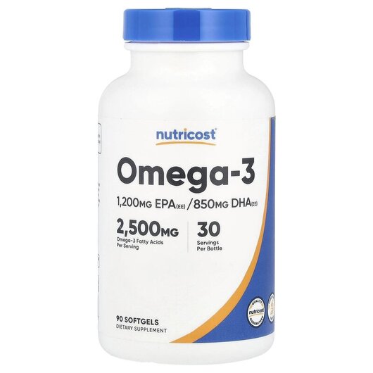 Основное фото товара Nutricost, Омега 3, Omega-3 2500 mg, 90 капсул