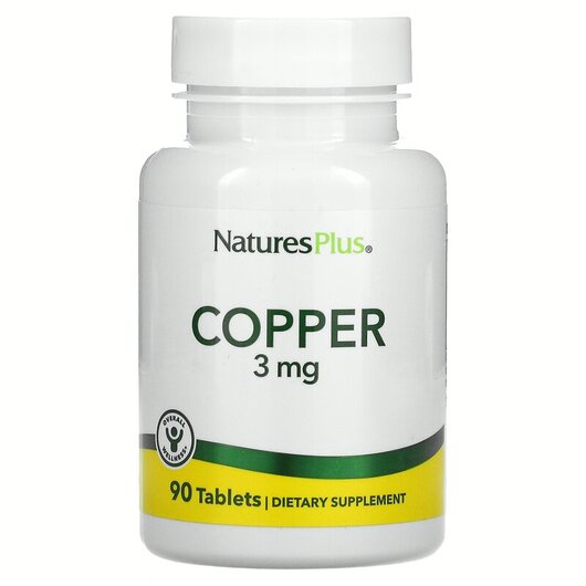 Основное фото товара Copper 3 mg Основное фото товара Natures Plus, Медь 3 мг, Copper 3 mg 90, 90 таблеток