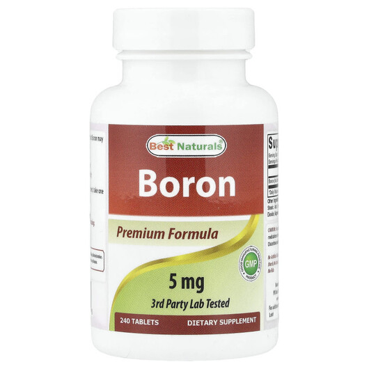 Основное фото товара Boron 5 mg Основное фото товара Best Naturals, Бор, Boron 5 mg, 240 таблеток