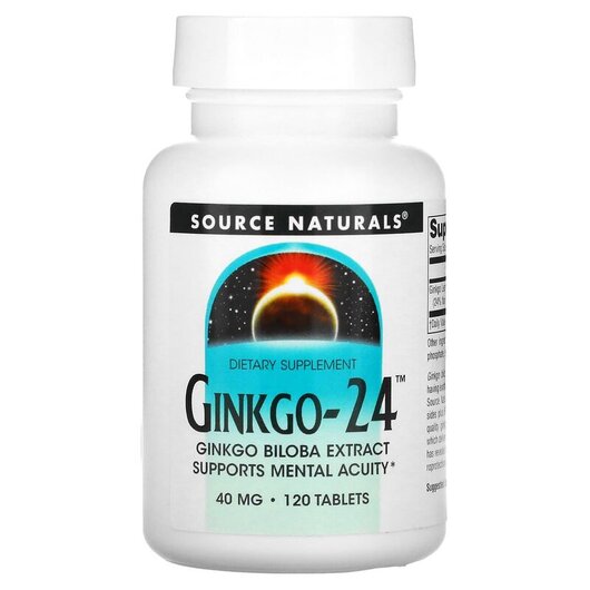 Основное фото товара Source Naturals, Гинкго-24 40 мг, Ginkgo-24 40 mg 120, 120 таблет