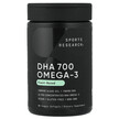 Фото товару Sports Research, DHA 700 Omega-3 Plant-Based, ДГК, 90 капсул
