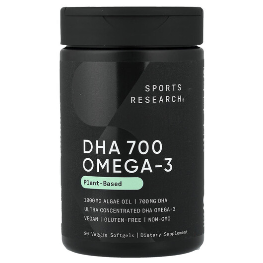 Основне фото товару Sports Research, DHA 700 Omega-3 Plant-Based, ДГК, 90 капсул