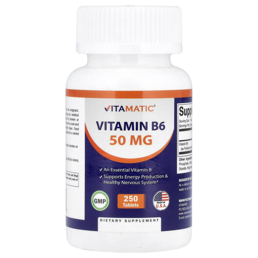 Основне фото товару Vitamatic, Vitamin B6 50 mg, Вітамін B, 250 таблеток