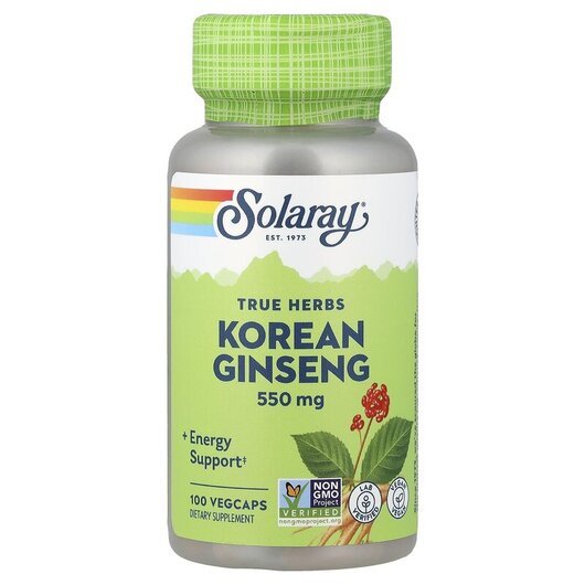 Основне фото товару Solaray, Korean Ginseng 550 mg, Женьшень звичайний 550 мг, 100 ка