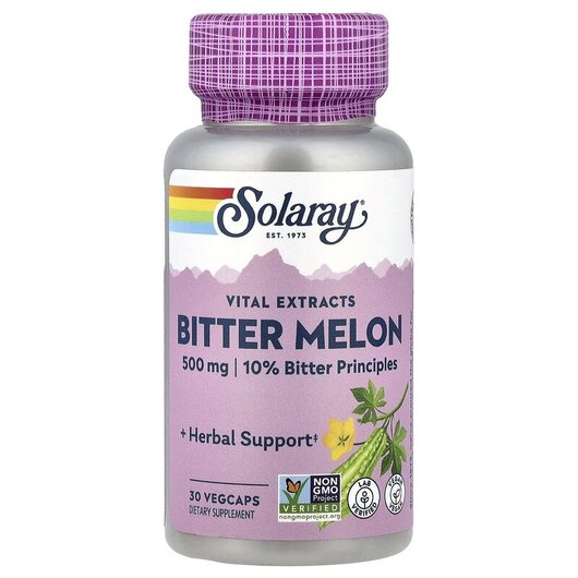 Основное фото товара Bitter Melon Fruit Extract 500 mg Основное фото товара Solaray, Горькая дыня, Bitter Melon Fruit Extract 500 mg, 30 капс