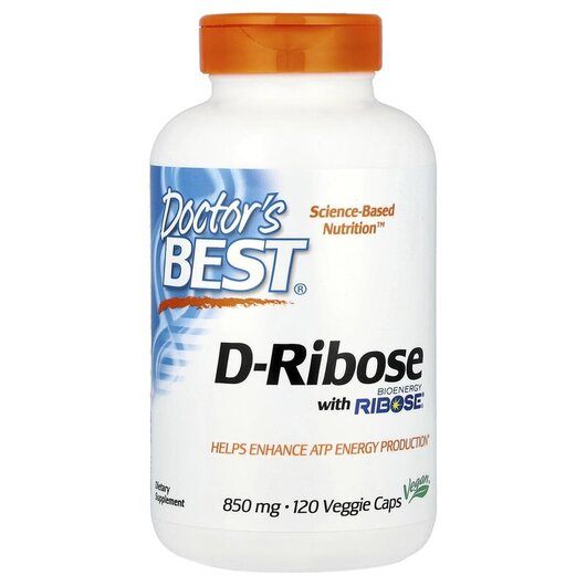 Основне фото товару Doctor's Best, D-Ribose 850 mg, D-Рибоза 850 мг, 120 капсул