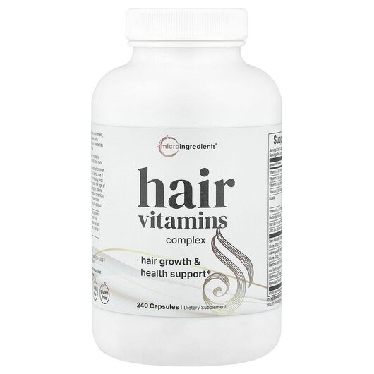Основне фото товару Hair Vitamins Complex Основне фото товару Micro Ingredients, Hair Vitamins Complex, Вітаміни, 240 капсул