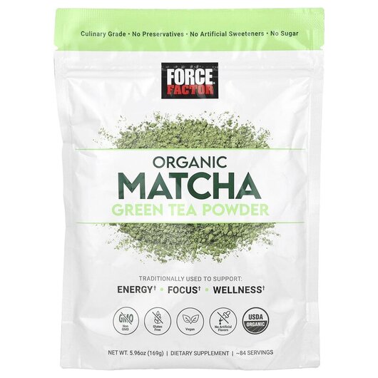 Основне фото товару Force Factor, Organic Matcha Green Tea Powder, Чай Матча, 169 г