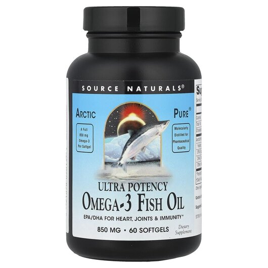 Основное фото товара Омега 3, Arctic Pure Omega 3 Fish Oil Ultra Potency 850 mg, 60 ка