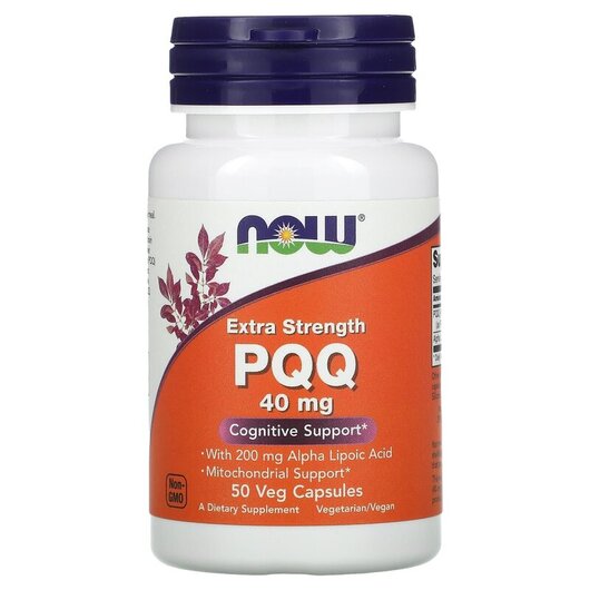 Основне фото товару PQQ Extra Strength 40 mg Основне фото товару NOW Foods, PQQ 40 mg, Пірролохінолінхінон 40 мг, 50 капсул