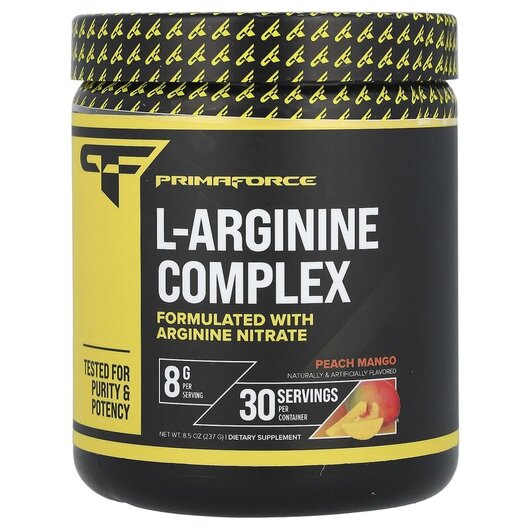 Основне фото товару Primaforce, L-Arginine Complex Peach Mango, L-Аргінін, 237 г