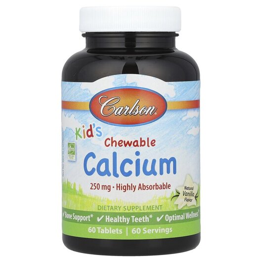 Основное фото товара Детский Цитрат кальция, Kid's Chewable Calcium 250 mg, 60 ка