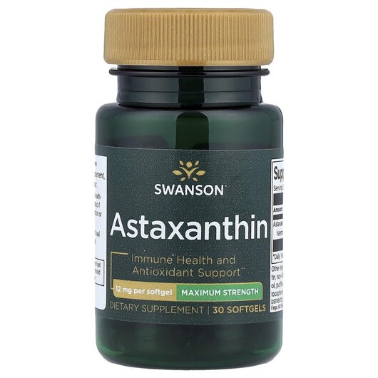 Основне фото товару Astaxanthin Maximum Strength 12 mg Основне фото товару Swanson, Astaxanthin Maximum Strength 12 mg, Астаксантин, 30 капс