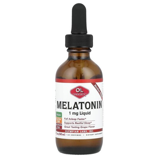 Основное фото товара Olympian Labs, Мелатонин, Melatonin Alcohol Free Grape 1 mg, 60 м