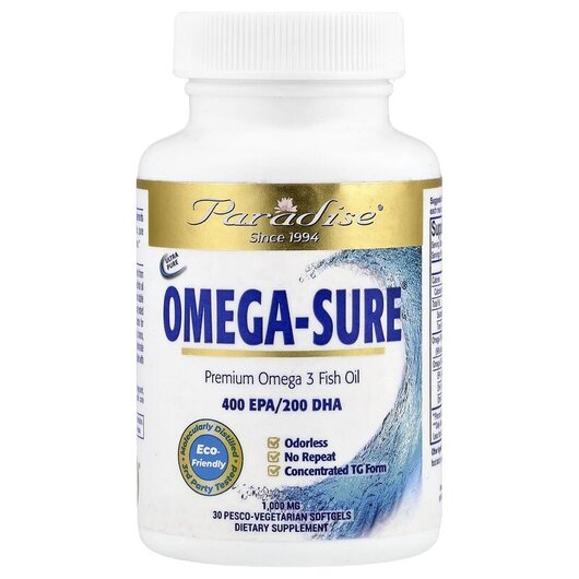 Основное фото товара Med Vita Omega Sure Omega 3 Fish Oil 1000 mg Основное фото товара Омега 3, Med Vita Omega Sure Omega 3 Fish Oil 1000 mg, 30 капсул