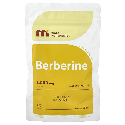 Основне фото товару Berberine, 250 mg Основне фото товару Micro Ingredients, Berberine, 250 mg, Берберин, 120 капсул