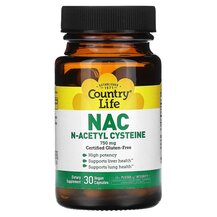 N-ацетилцистеїн NAC N-Acetyl Cysteine 750 mg Country Life
