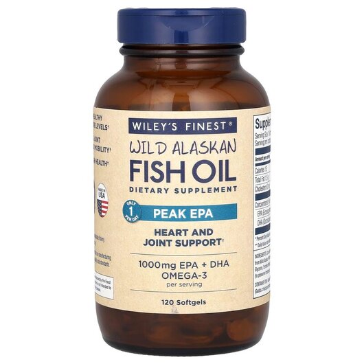 Основне фото товару Wiley's Finest, Wild Alaskan Fish Oil, Омега 3, 120 капсул