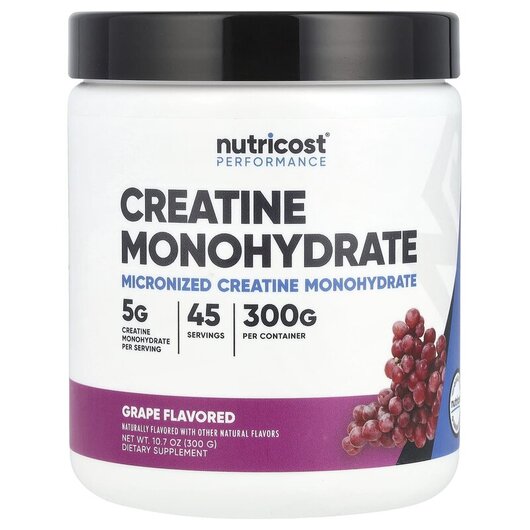Основное фото товара Performance Creatine Monohydrate Grape Основное фото товара Nutricost, Креатин, Performance Creatine Monohydrate Grape, 300 г