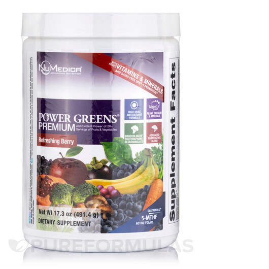 Основное фото товара Power Greens Premium Refreshing Berry Основное фото товара NuMedica, Супергринс, Power Greens Premium Refreshing Berry, 491.