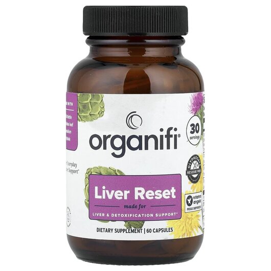 Основне фото товару Organifi, Liver Reset, Підтримка печінки, 60 капсул