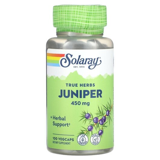 Основное фото товара True Herbs Juniper 450 mg Основное фото товара Solaray, Ягоды можжевельника, True Herbs Juniper 450 mg, 100 капс