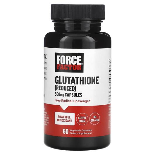 Основне фото товару Force Factor, Glutathione Reduced 500 mg, L-Глутатіон, 60 капсул