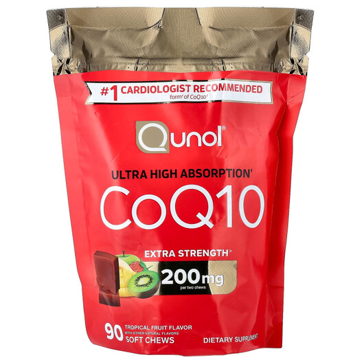 Основне фото товару Qunol, CoQ10 Tropical Fruit, Коензим CoQ10, 90 таблеток