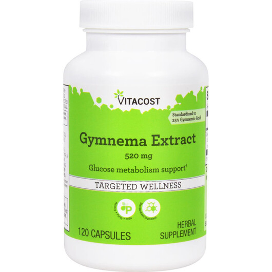 Основне фото товару Vitacost, Gymnema Extract 520 mg, Джимнема Сильвестра, 120 капсул